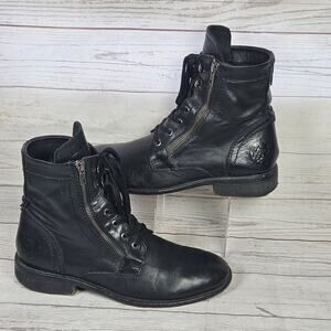 Diesel The Pit Boots Men's Black EU 43 / US 10 Leather Lace-Up Zipper Moto Shoes